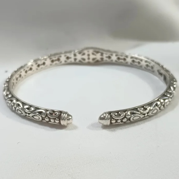 Angela by John Hardy sterling 14k gold cz hinged cuff bracelet - Picture 4 of 12